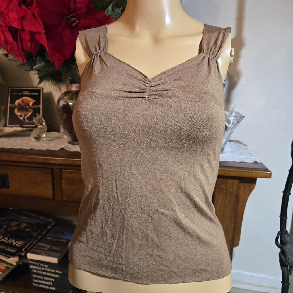 Express Tan Gathered Tank Top